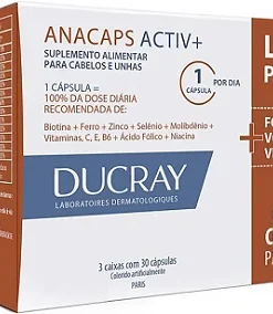 Trio Anacaps Activ+, suplemento vitaminico mineral, Ducray- 90 Cápsulas